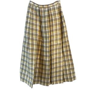 Vintage Calvin Klein Plaid Midi Skirt M Pleated Preppy Academia